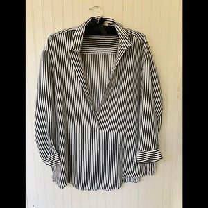 Black and White Stripe Boho Lounge Blouse